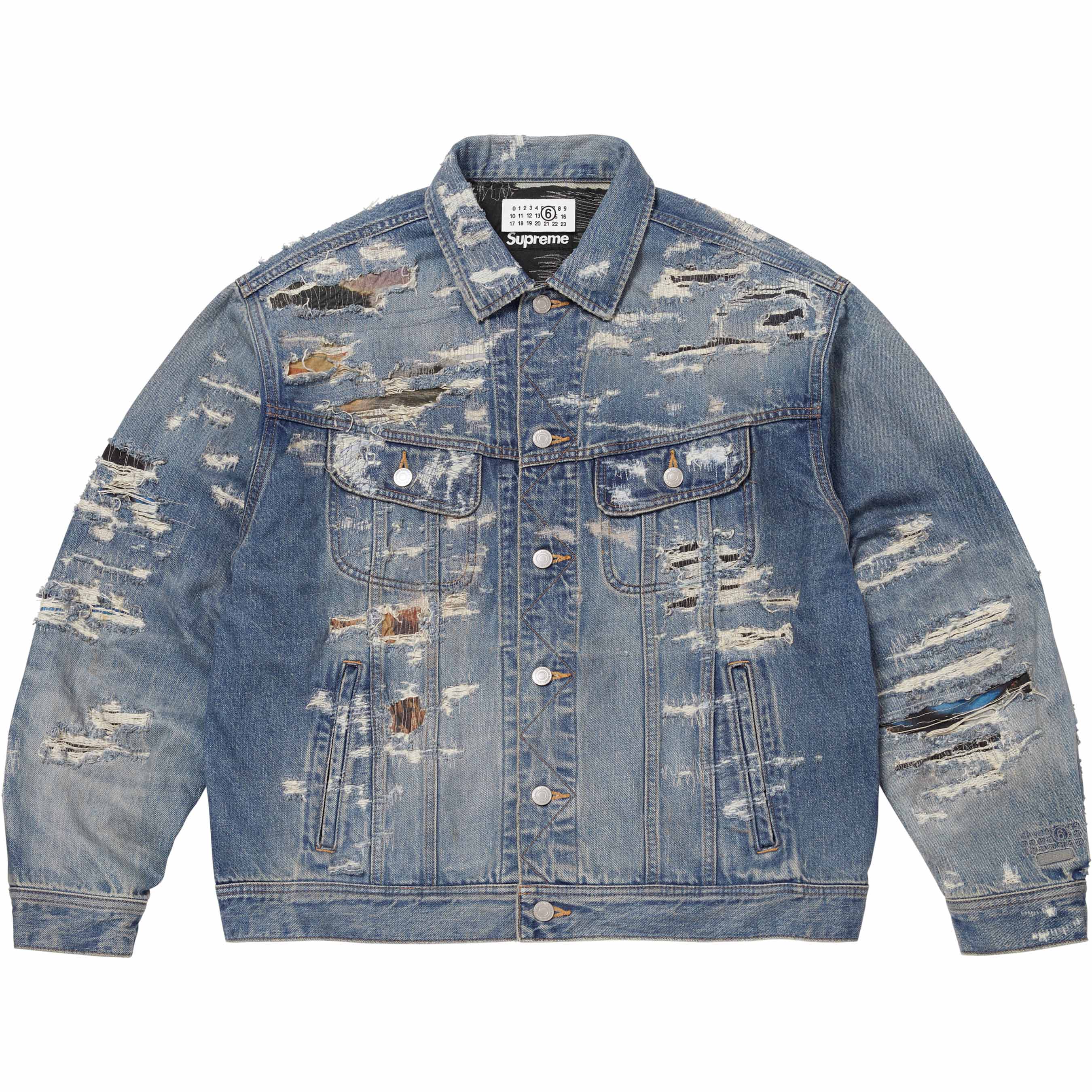 Supreme®/MM6 Maison Margiela Distressed Selvedge Denim Trucker Jacket view 11
